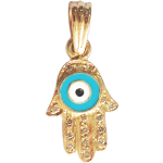 Evil Eye Gold Charm with Fatima's Hand