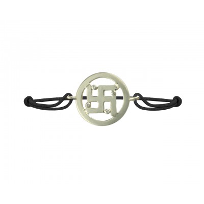 Swastika Diamond Bracelet in 925 Silver on Size Adjustable Nylon Thread