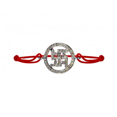 Swastika Bracelet with Diamonds in silver