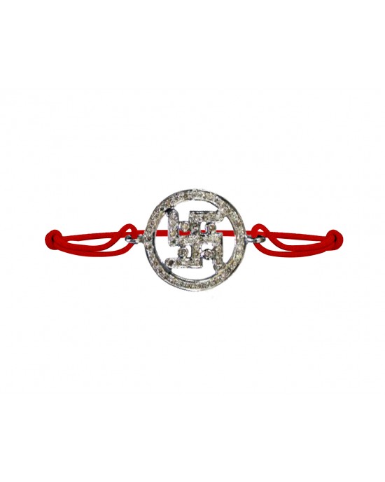 Swastika Bracelet with Diamonds in silver