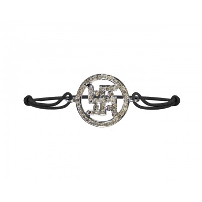 Swastika Bracelet with Diamonds in silver