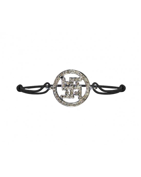 Swastika Bracelet with Diamonds in silver