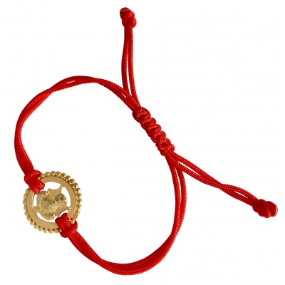 Gold Plated Ganesh Rakhi In Silver On Free Size Adjustable Thread