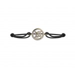 Swastika Bracelet in silver with diamonds on adjustable thread