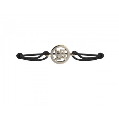 Swastika Bracelet in silver with diamonds on adjustable thread