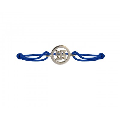 Swastika Bracelet in silver with diamonds on adjustable thread