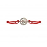 Swastika Bracelet in silver with diamonds on adjustable thread