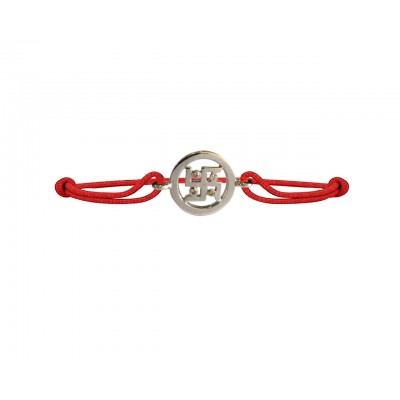 Swastika Bracelet in silver with diamonds on adjustable thread