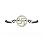 Swastik Diamond Bracelet in 925 Silver on Size Adjustable Nylon Thread