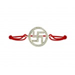 Swastik Diamond Bracelet in 925 Silver on Size Adjustable Nylon Thread