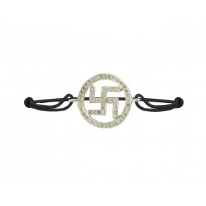 Swastik Diamond Bracelet in 925 Silver on Size Adjustable Nylon Thread