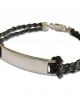 Leather Identity Tag Bracelet for Boys IN Sterling Silver with ENgravable plate