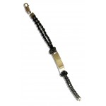 Leather Identity Tag Bracelet for Boys IN Sterling Silver with ENgravable plate