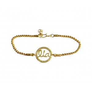 Identity Bracelet Name charm in Gold with Diamonds for Girls