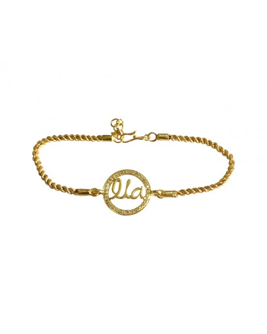 Identity Bracelet Name charm in Gold with Diamonds for Girls