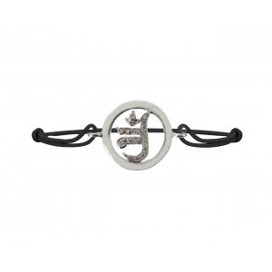 Jain Symbol Bracelet in Silver with Diamond