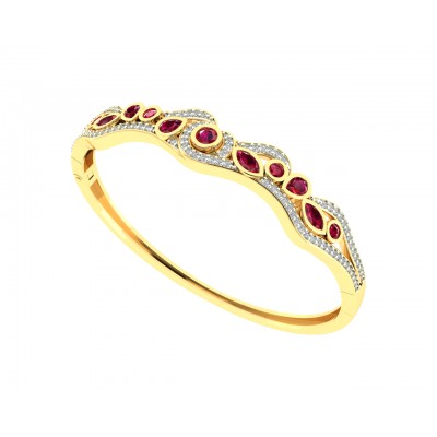 Viola Ruby & Diamond Bangle in 14k Gold