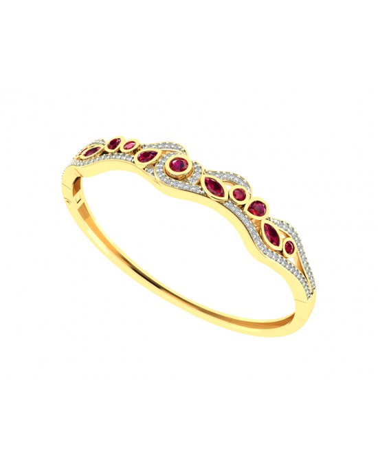 Viola Ruby & Diamond Bangle in 14k Gold