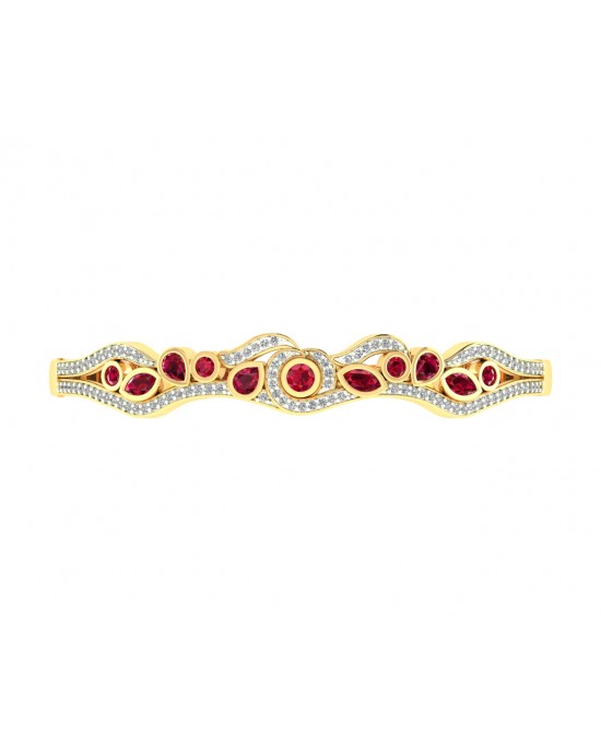 Viola Ruby & Diamond Bangle in 14k Gold