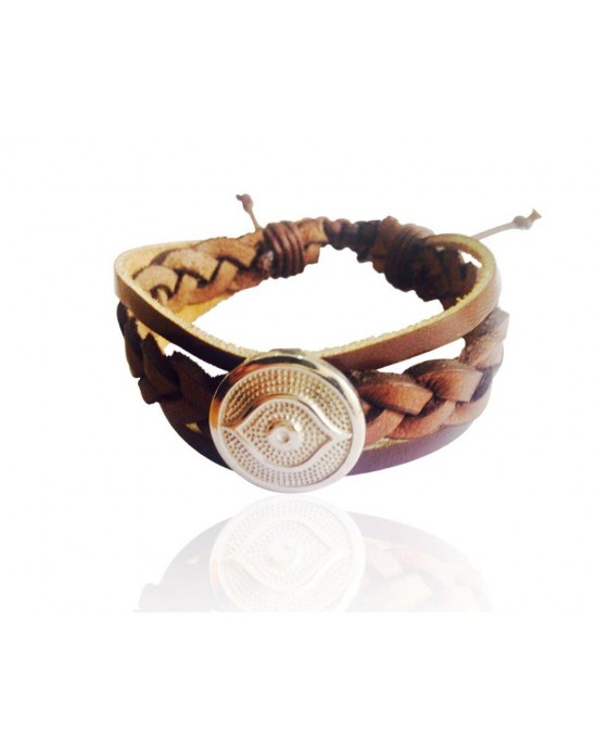 Evil Eye Leather Bracelet for Men