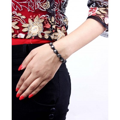 Om Namah Shivay Mantra Bracelet in Two Tone Silver Beads