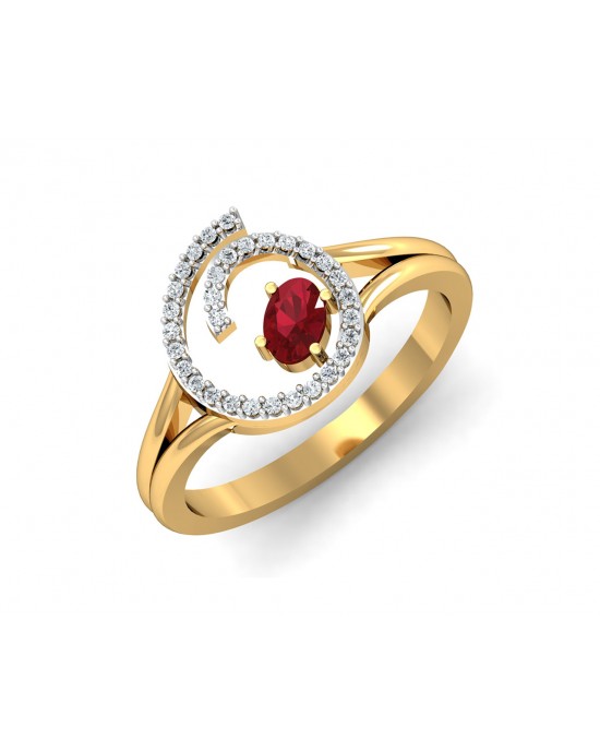 Two Tone Double Prong Oval Ruby Engagement Ring | Italo Jewelry