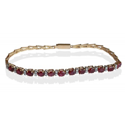 Tennis Bracelet with Rubies & diamonds