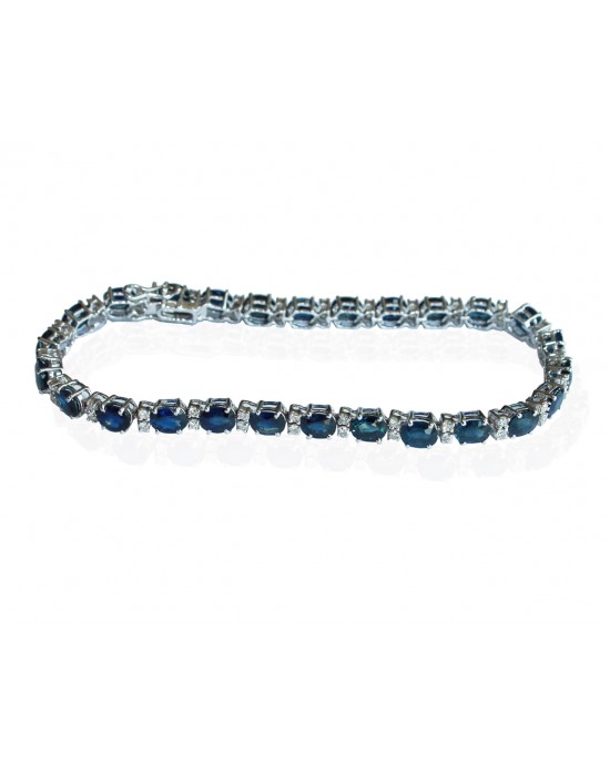 Tennis Bracelet with Sapphires and diamonds in white gold