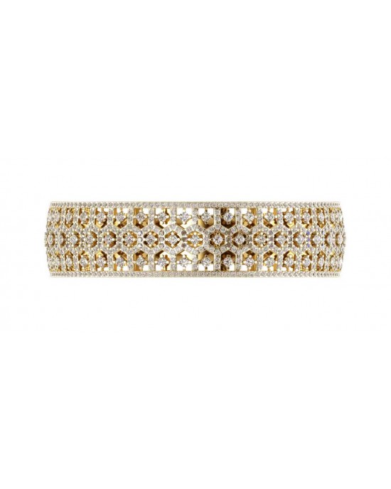 Wide Diamond Half Bangle