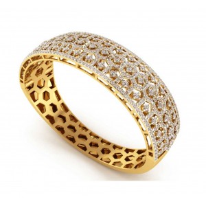 Wide Diamond Half Bangle