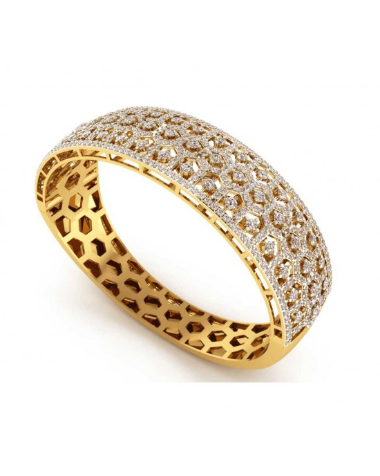 Wide Diamond Half Bangle