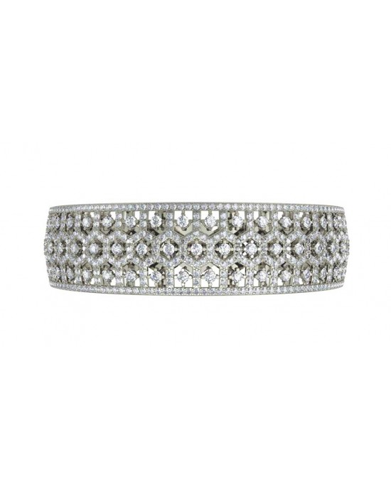 Wide Diamond Half Bangle