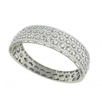 Wide Diamond Half Bangle