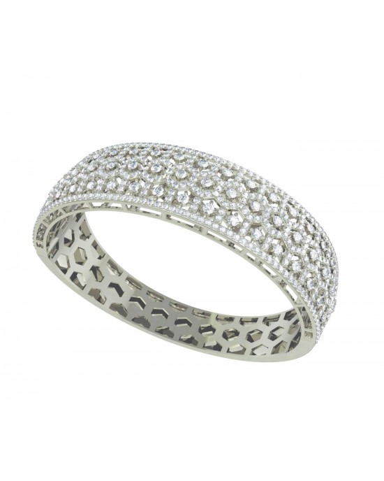 Wide Diamond Half Bangle