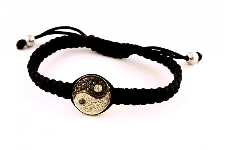 Yin Yang Bracelet White Black Diamond Aumkaara Jewellery Yin Yang Bracelet White Black Diamond