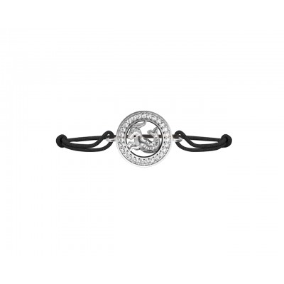 Capricorn Bracelet in Silver with 27 Diamonds on Nylon Thread