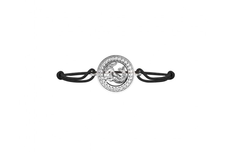 Capricorn Bracelet in Silver with 27 Diamonds on Nylon Thread