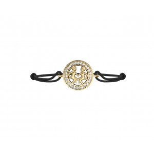 Gemini Bracelet in Gold with Diamonds on Size Adjustable Nylon Thread