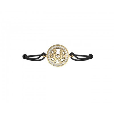 Gemini Bracelet in Gold with Diamonds on Size Adjustable Nylon Thread