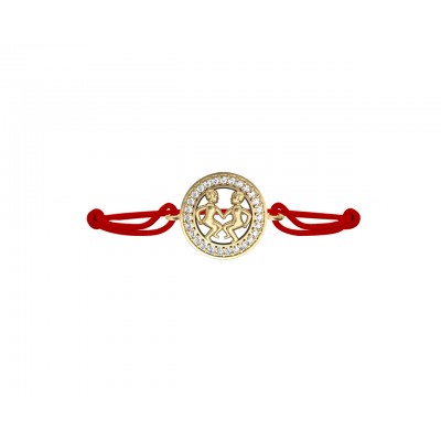 Gemini Bracelet in Gold with Diamonds on Size Adjustable Nylon Thread