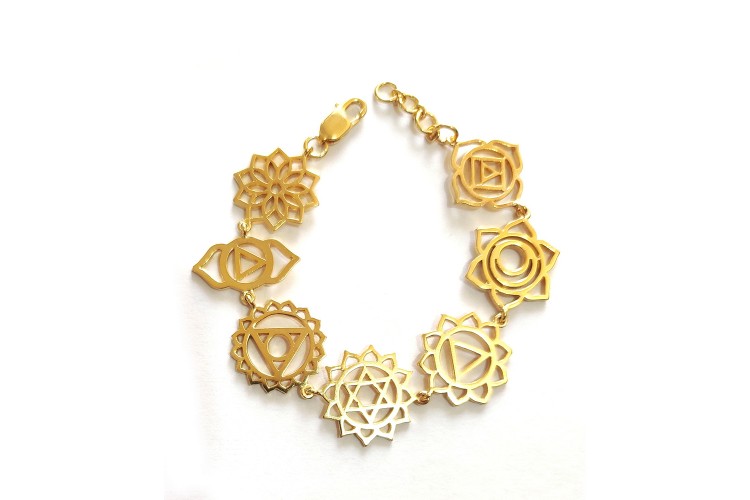 Propitious Chakras Bracelet in gold plated silver