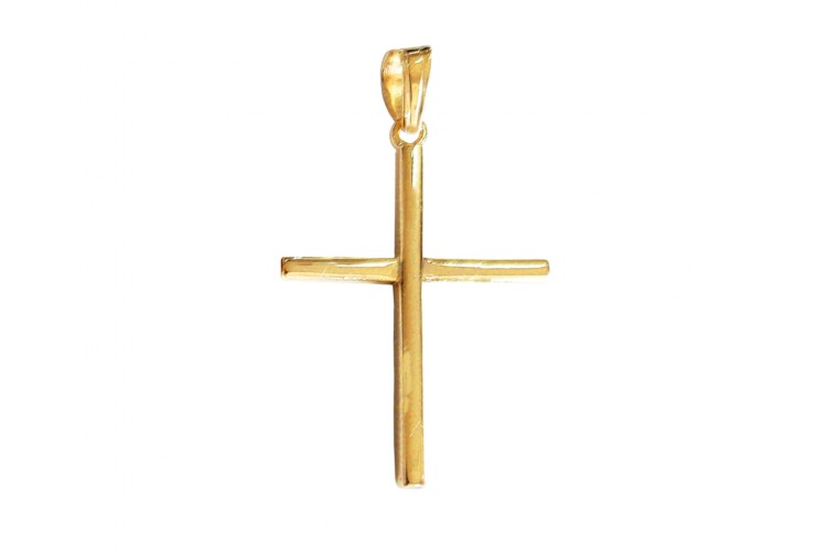 Simple gold cross pendant in hallmarked gold