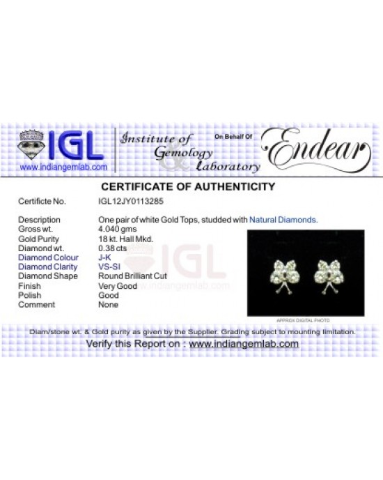 Diamond Butterfly Earring with Diamonds in White Gold