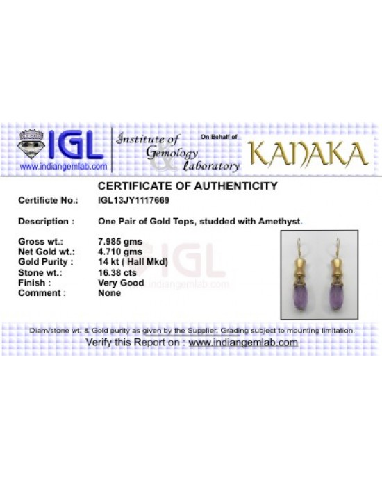 Gold Earrings with Amethyst 