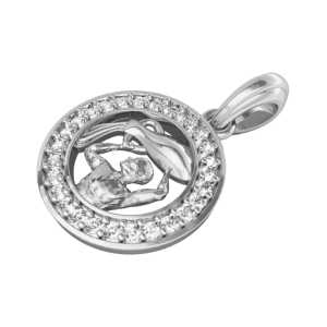 Aquarius Charm Pendant in Silver with 27 Diamonds