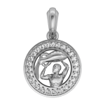 Aquarius Charm Pendant in Silver with 27 Diamonds