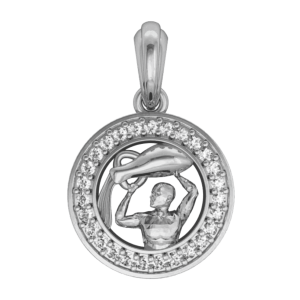 Aquarius Charm Pendant in Silver with 27 Diamonds