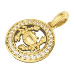 Cancer Charm in 14K Gold Studded with Diamonds with leather cord
