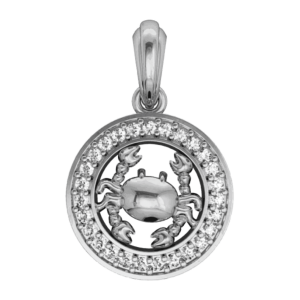 Cancer Charm in Silver with 27 Diamonds