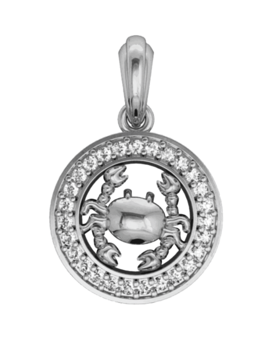 Cancer Charm in Silver with 27 Diamonds